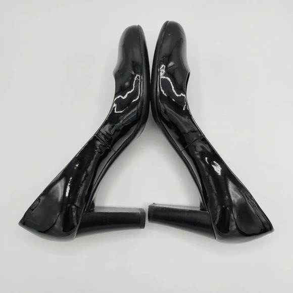 Calvin Klein Babe Black Patent Leather Heels Pumps Stacked Heel in Box 7 - Picture 8 of 15